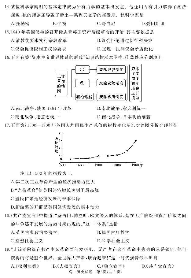 2020-2021学年山东省枣庄滕州市高一下学期期中质量检测历史试卷（PDF版）03