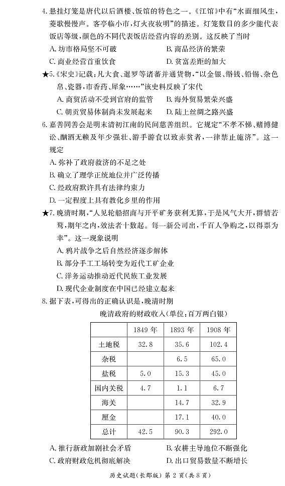 湖南省长沙市长郡中学2021-2022学年高二上学期期末考试历史试卷（PDF版）02