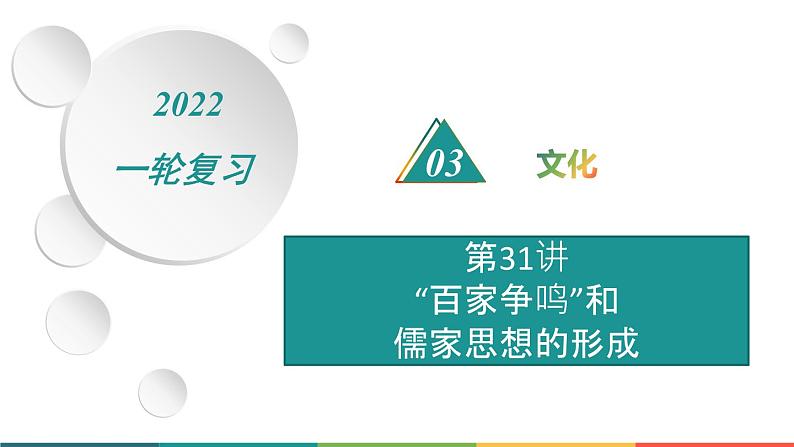 2022届高中历史一轮复习  第31讲 “百家争鸣”和儒家思想的形成  精品课件(人教版）第1页