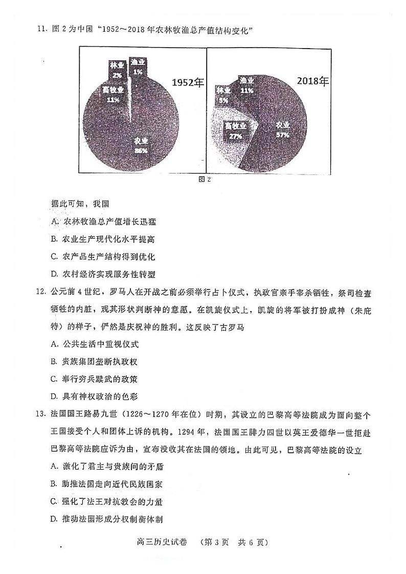 福建省福州市2022届高三上学期毕业班第一次教学质量检测历史试卷无答案03