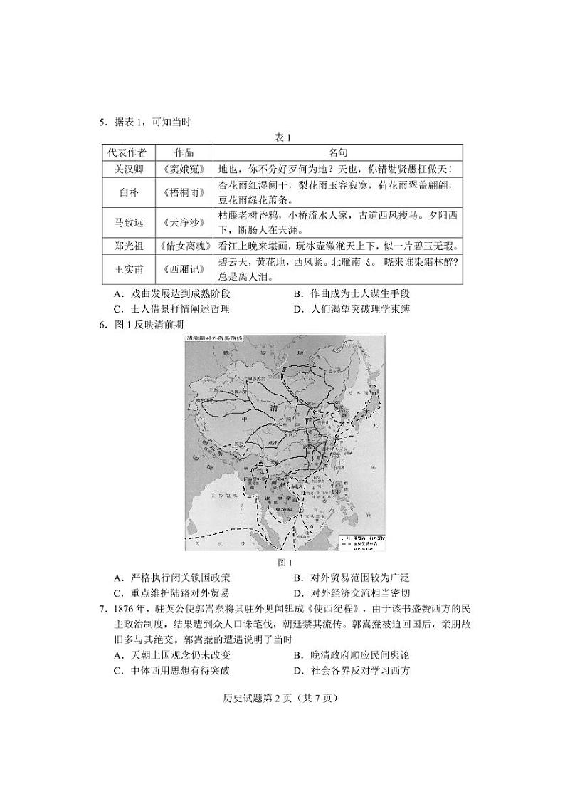 湖南省长沙市2021-2022学年高三新高考适应性考试历史试题含答案02