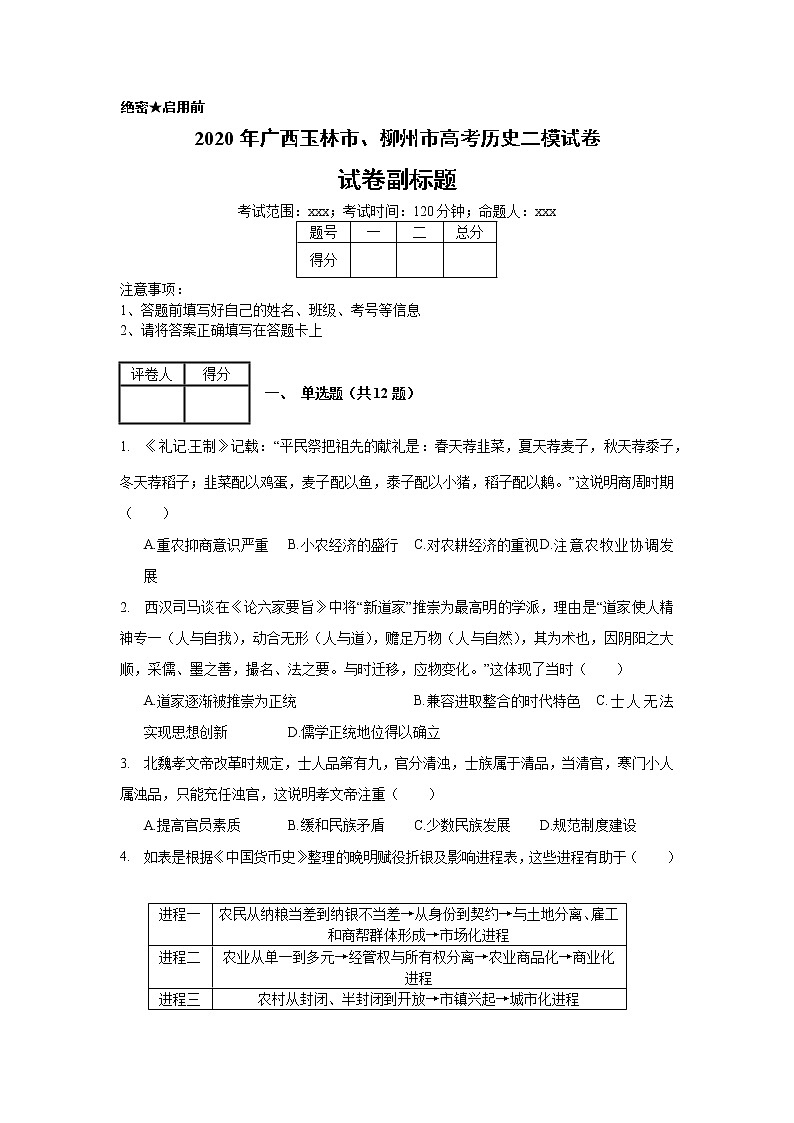 2020年广西玉林市、柳州市高考历史二模试卷_(带答案解析).docx01