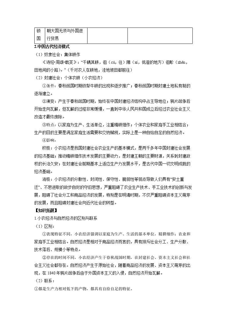 微专题10 经济政策和经济模式 备战2022年高考历史（全国通用版）02