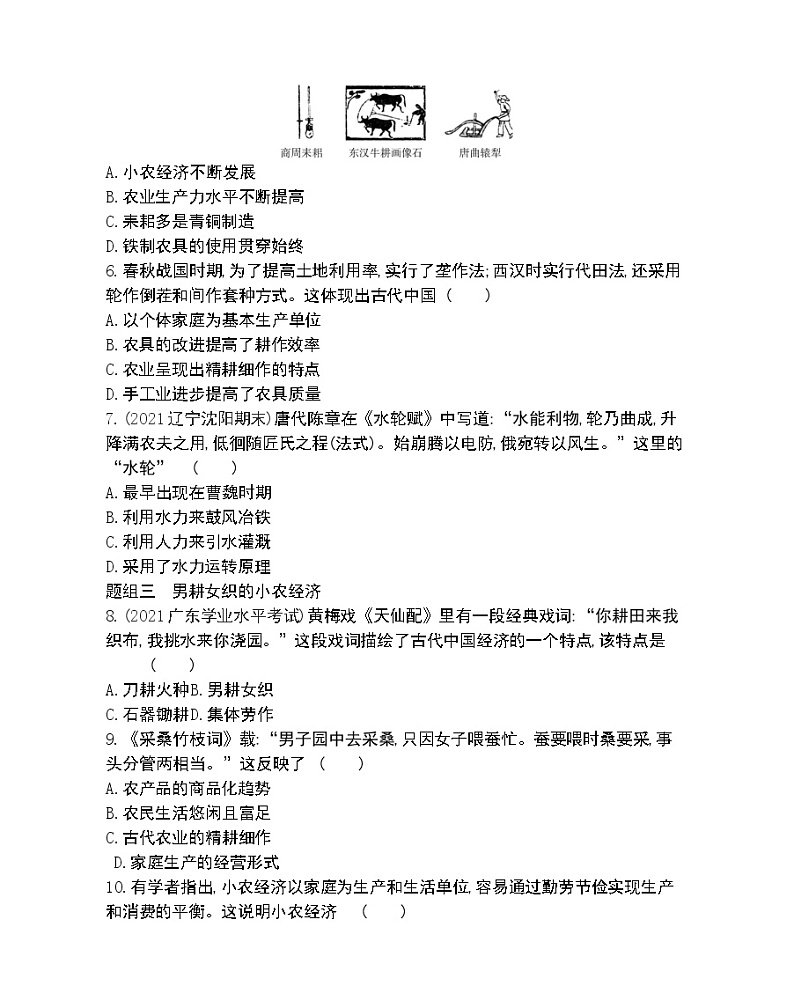 第1课　发达的古代农业-2022版历史必修2 人教版（新课标） 同步练习 （Word含解析）02