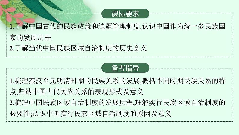 人教版新高考历史一轮复习课件--民族关系与国家关系  课时1第2页