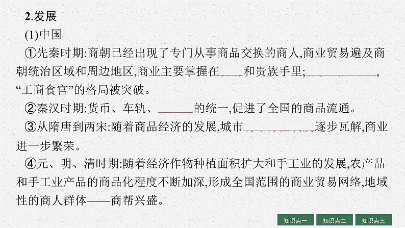 人教版新高考历史一轮复习课件--商业贸易与日常生活07