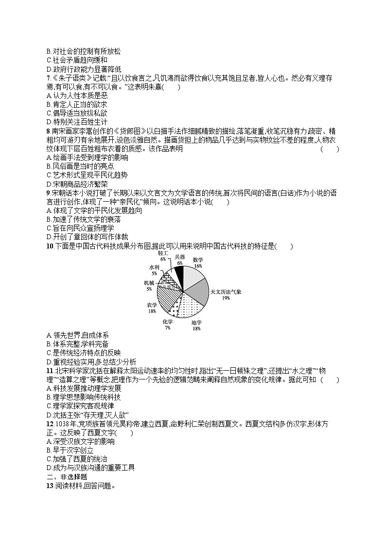 人教版新高考历史一轮复习训练题--辽宋夏金元的经济、社会与文化02