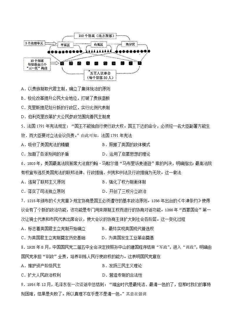 2021-2022学年黑龙江省齐齐哈尔市实验中学高二上学期期中考试历史试题含答案02