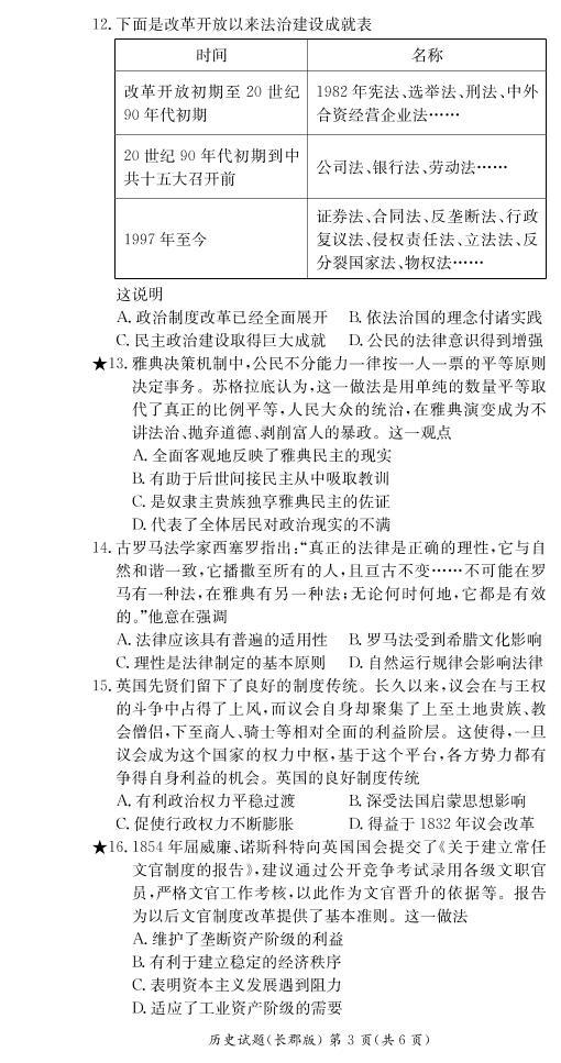 2021-2022学年湖南省长沙市长郡中学高二上学期期中考试历史试题（pdf版）03