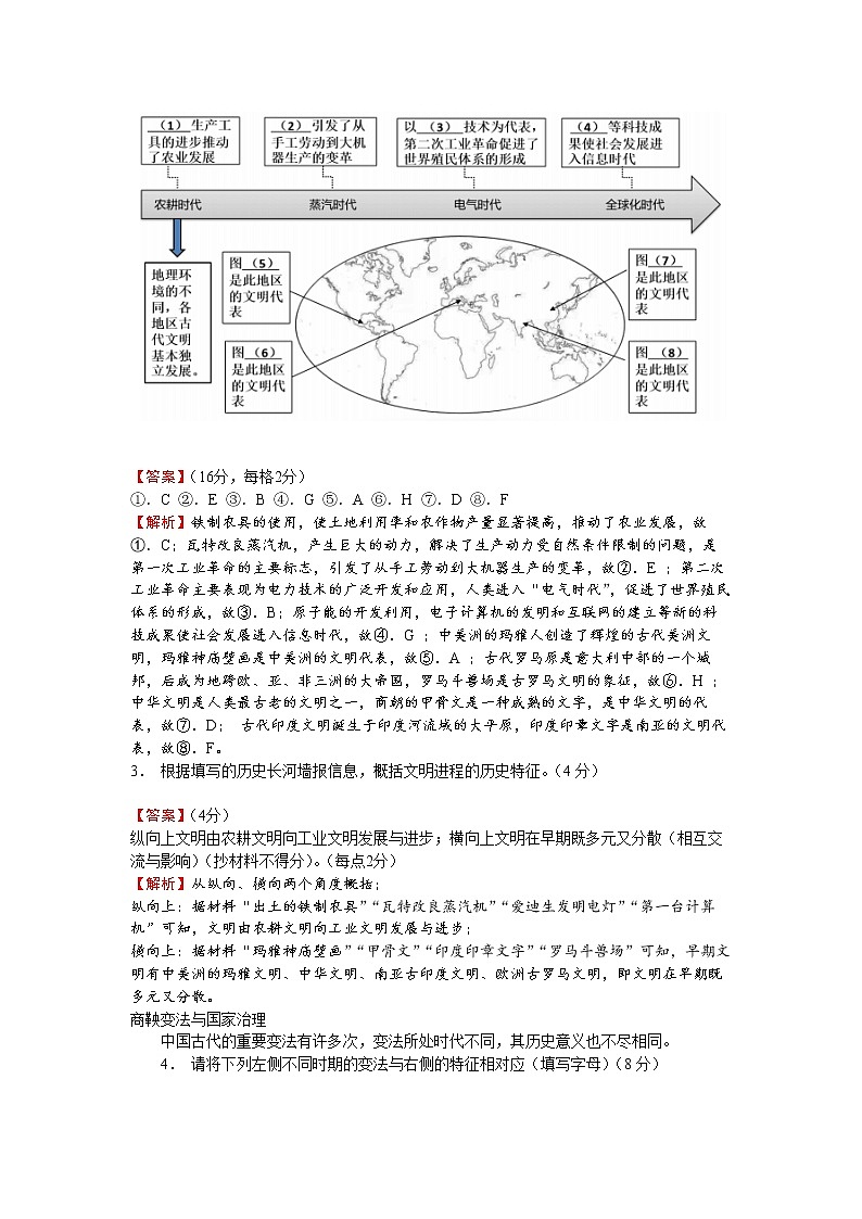 2022松江一模历史试卷（教师）第2页