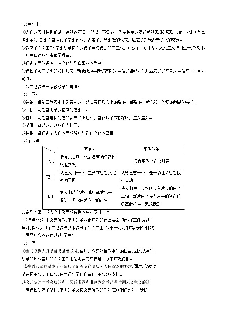 专题六西方人文精神的发展（解析版）第3页