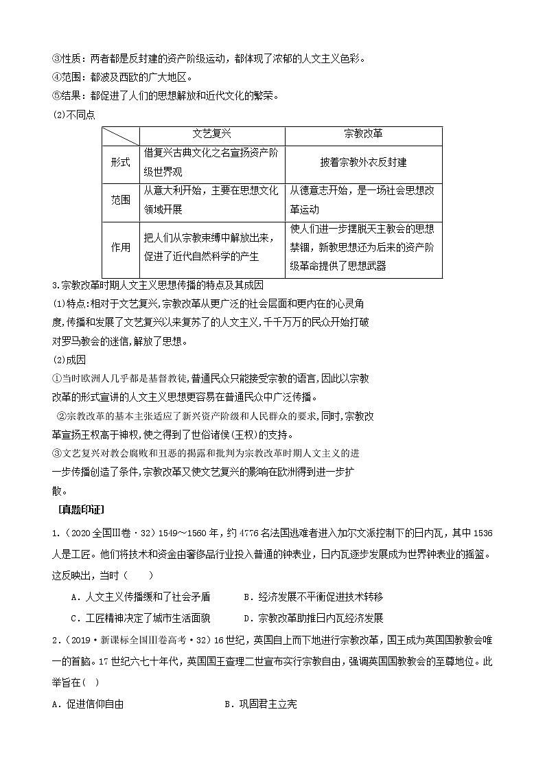 专题六西方人文精神的发展（原卷版）第3页