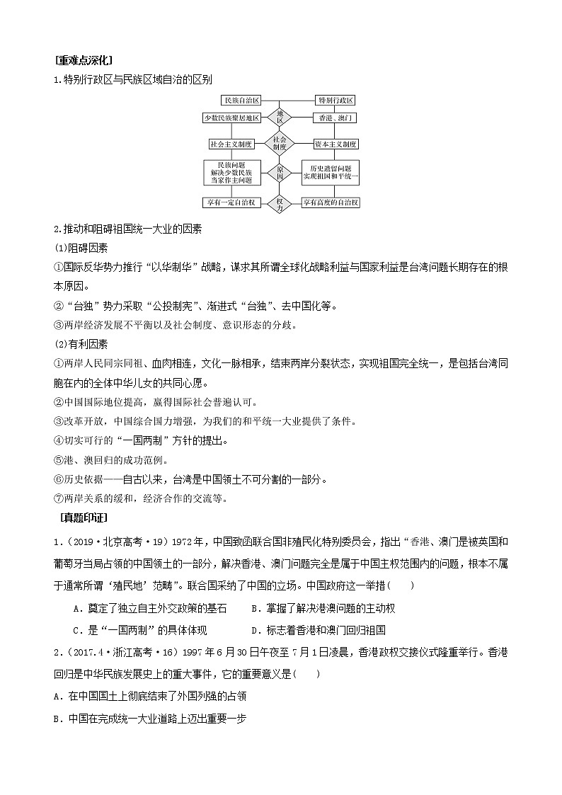 专题十四现代中国的政治建设、祖国统一和外交成就（原卷版）第3页