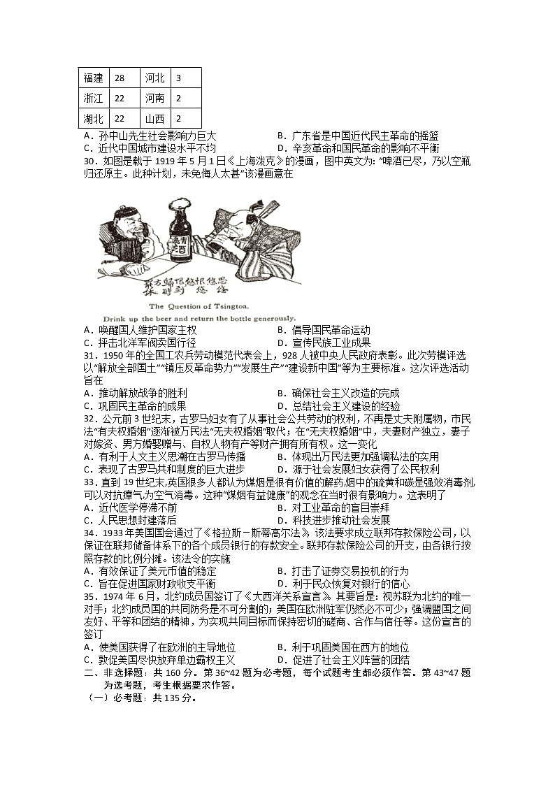 四川省宜宾市第四中学2022届高三二诊模拟考试文综历史试题02