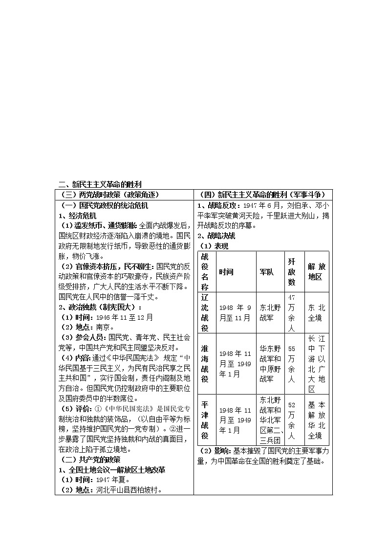 2021-2022学年部编版历史+中外历史纲要（上）教案+第25课、人民解放战争02