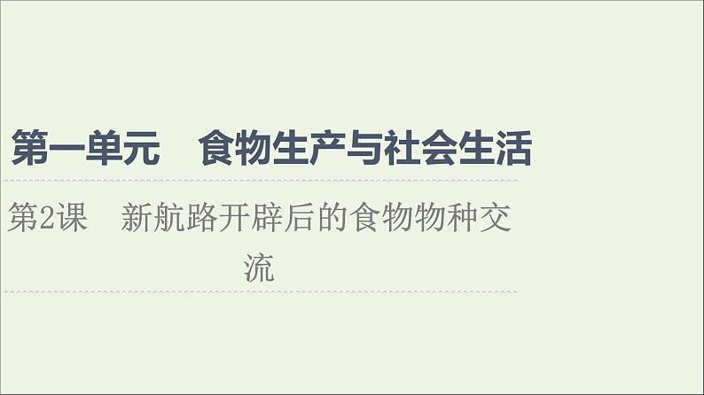 2021_2022学年新教材高中历史第1单元食物生产与社会生活第2课新航路开辟后的食物物种交流课件部编版选择性必修201