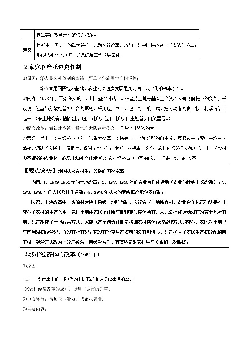 专题二十 中国特色社会主义建设道路-2021年高考历史二轮考点汇总第3页