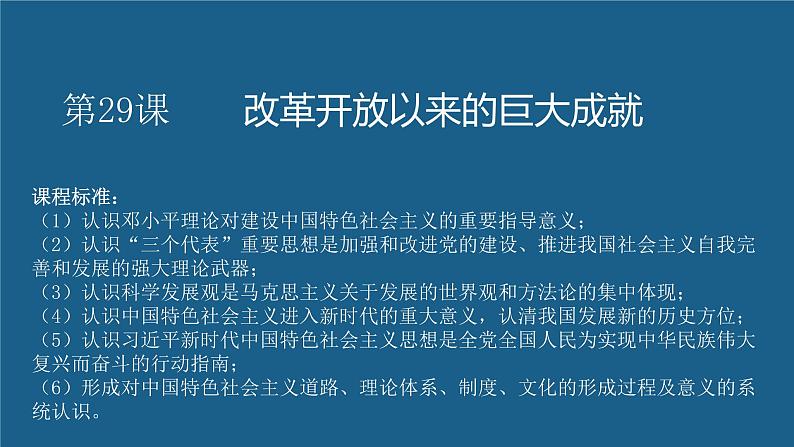 第29课 改革开放以来的巨大成就-【精彩课堂】2021-2022学年高一历史同步教学课件（中外历史纲要上）第1页