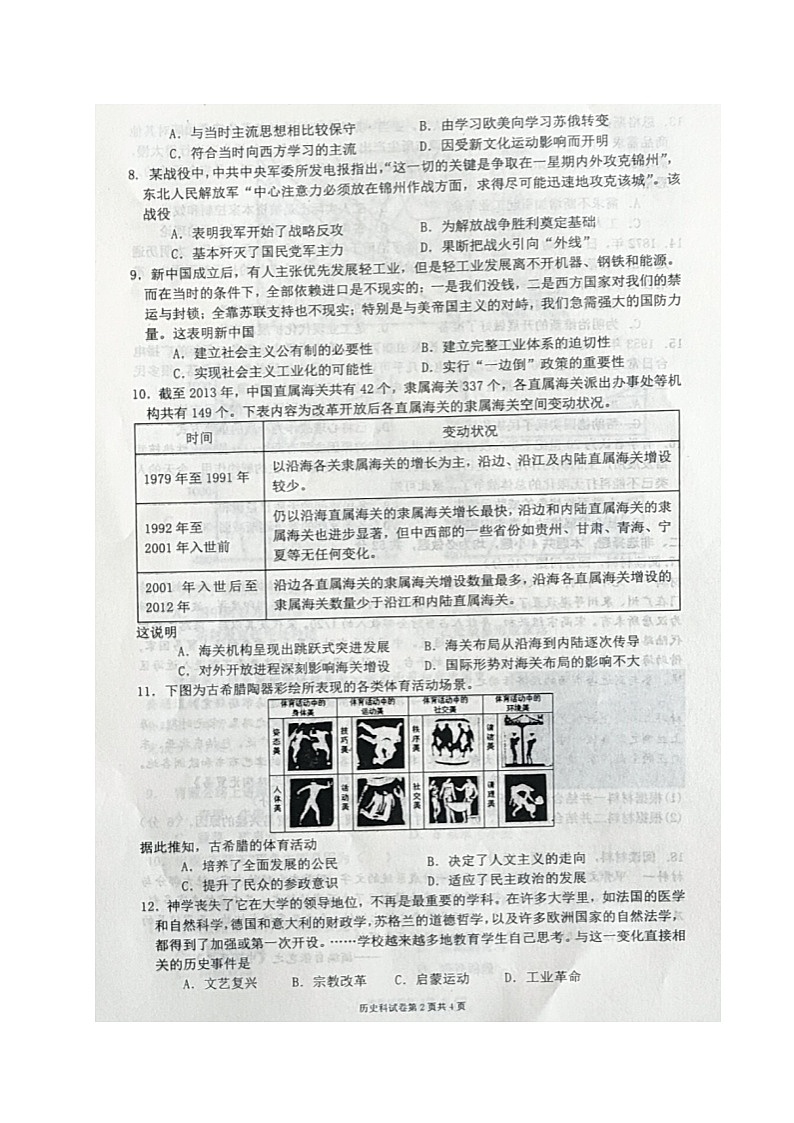 辽宁省铁岭市六校2021-2022学年高三3月联考历史试题无答案第2页