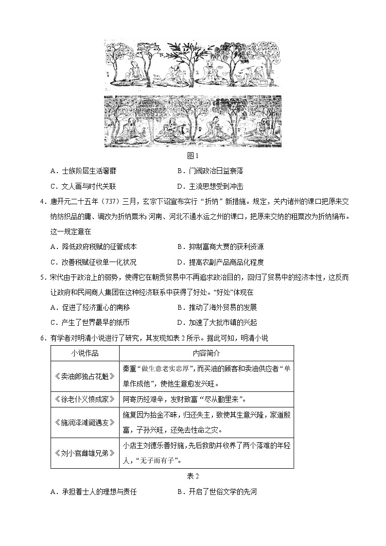 2022届湖南省衡阳市一模历史试题 含答案第2页