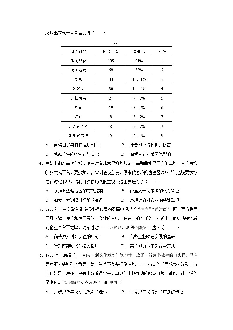 2022届河北省泊头市重点中学高三11.14周考历史试题含解析02