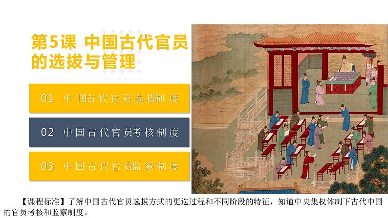 2021-2022学年选择性必修一 第5课 中国古代官员的选拔与管理 课件（共28张PPT）第1页