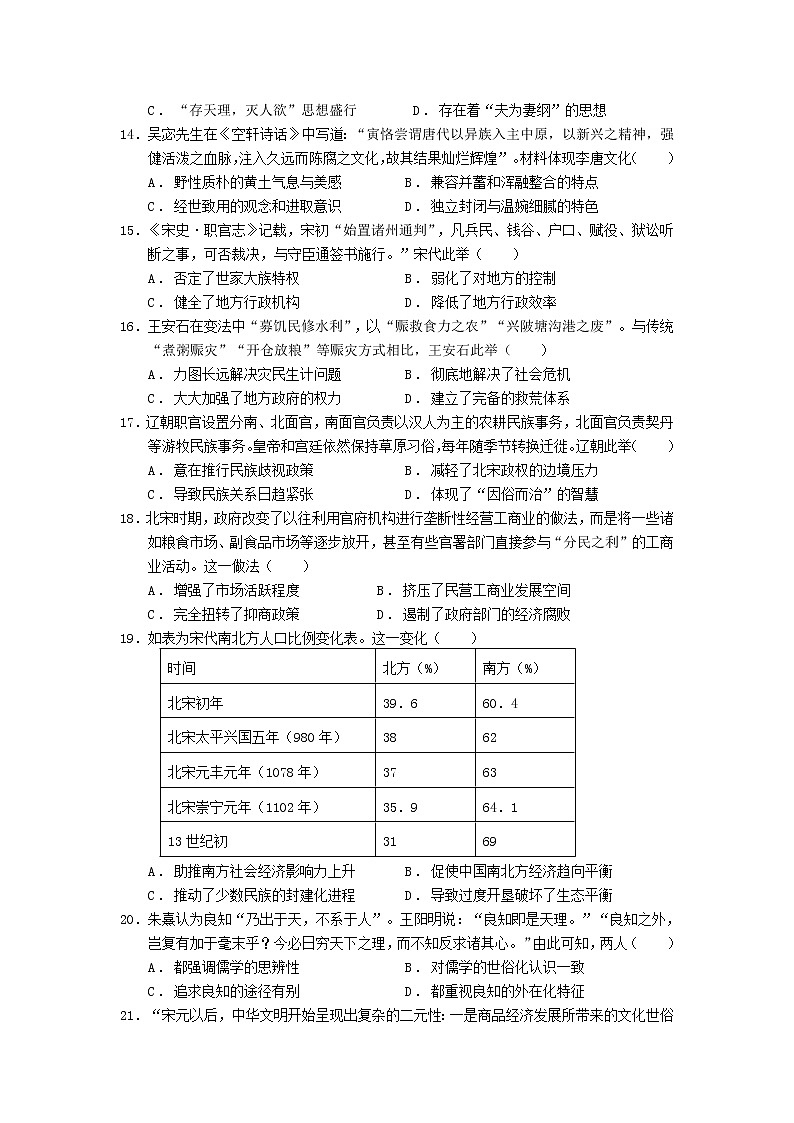 2021-2022学年广东省深圳外国语学校高一第一学期期末考试历史试题含答案03
