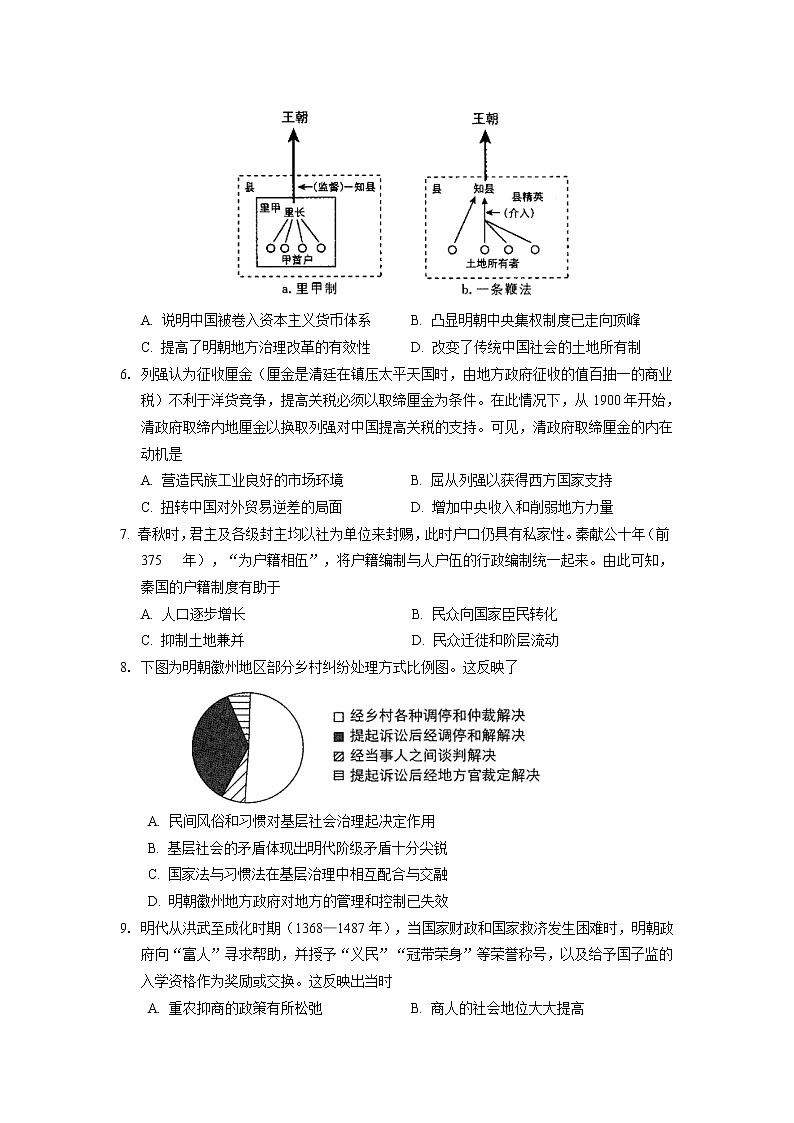 2021-2022学年河北省张家口市第一中学高二上学期12月月考历史试题含答案02
