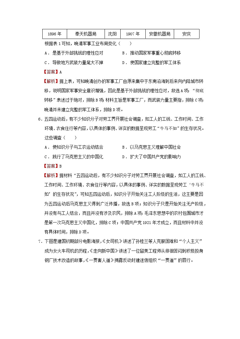 2022届广西壮族自治区桂林、崇左、贺州三市二模文综历史试题 Word版含解析03