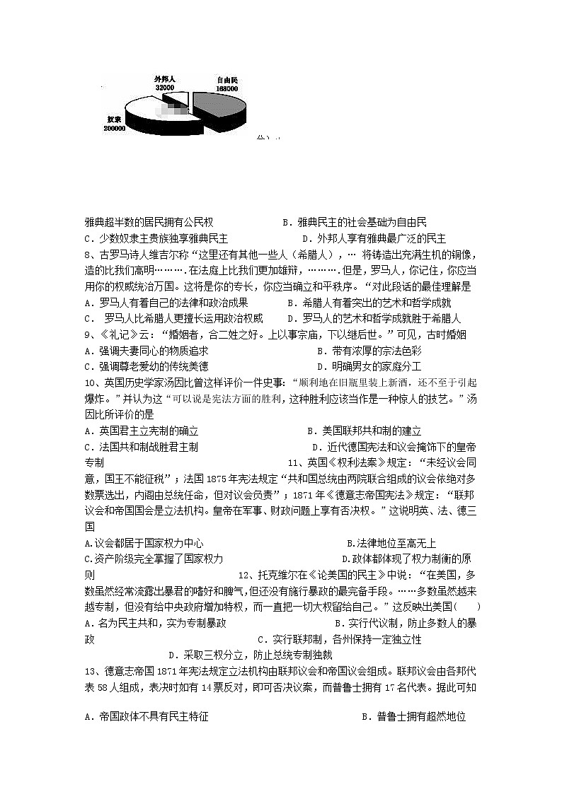 部编版历史高中一年级期末测试卷 (4)02