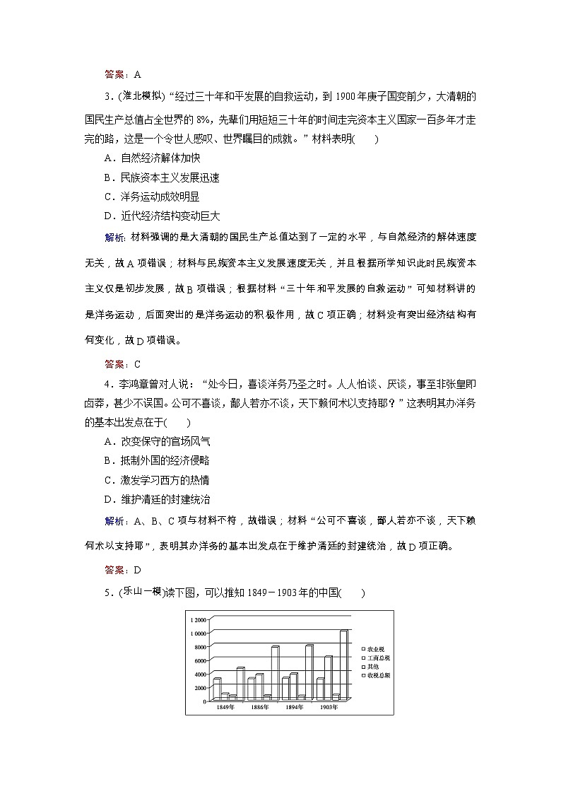 高考历史二轮专题复习文档：专题6 近代中国经济结构的变动与社会生活的变迁（规范练）（含详解）第2页
