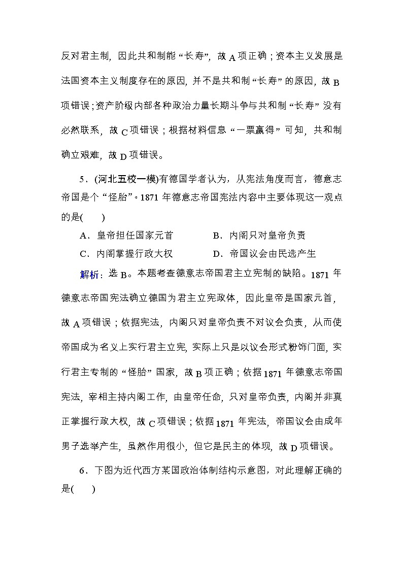高考历史一轮复习课时规范练：第2单元　古代希腊罗马和近代西方的政治制度-第6讲（含详解）第3页