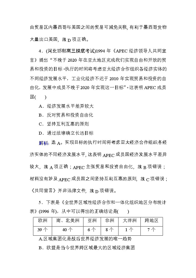 高考历史一轮复习课时规范练：第11单元　世界经济的全球化趋势-第24讲（含详解）第3页