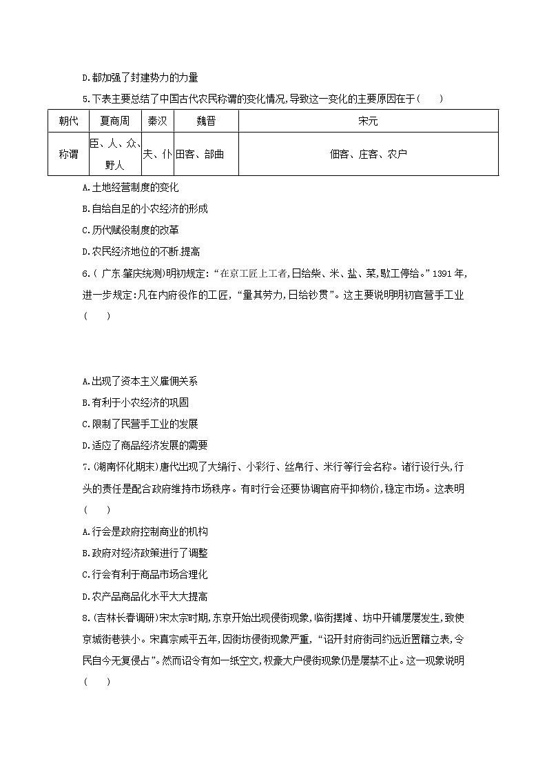 高考历史二轮专题突破精练：中国古代篇 专题二　古代中国的农耕经济(含详解)第2页