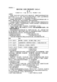 2022年4月广东省梅州市高三总复习质检（二模）历史试卷含答案