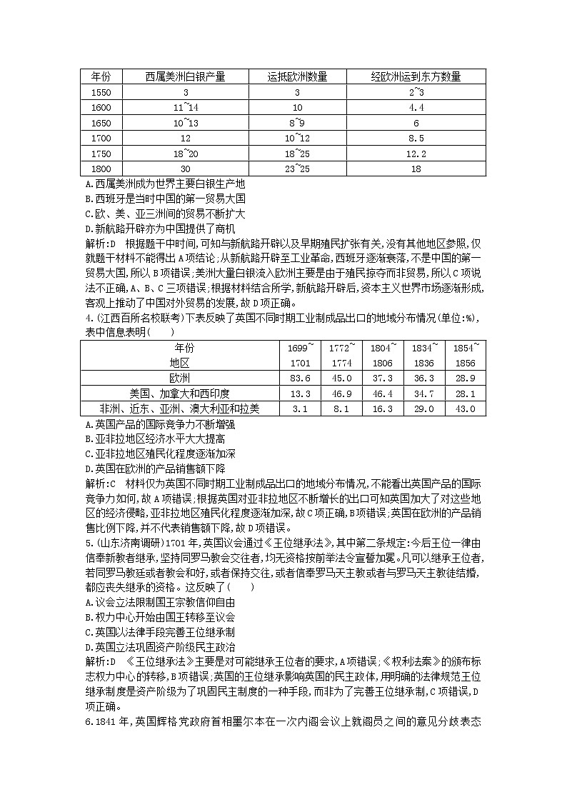 高考历史一轮复习训练题： 阶段提升练12 (含详解)02