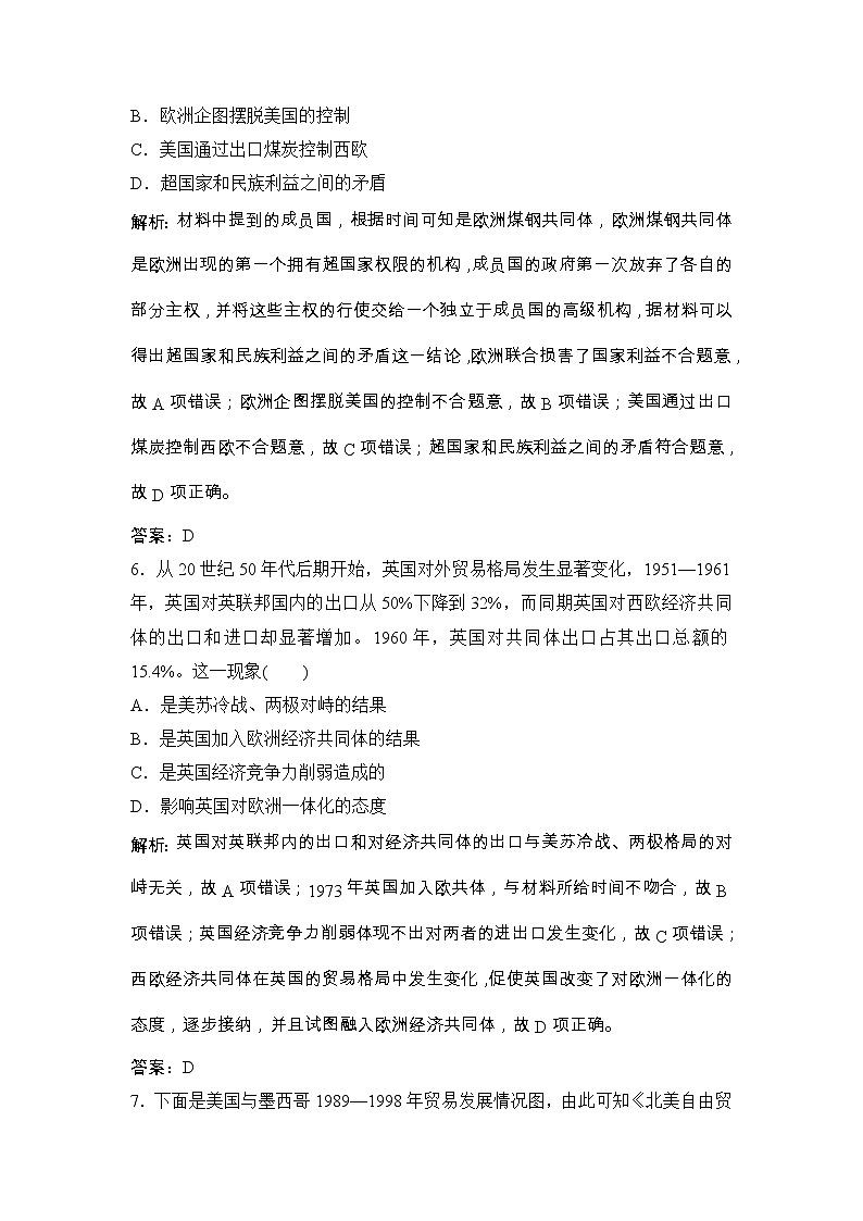 (人民版)高考历史一轮优化探究练习：专题十一第22讲二战后世界经济格局的演变Word版含解析第3页