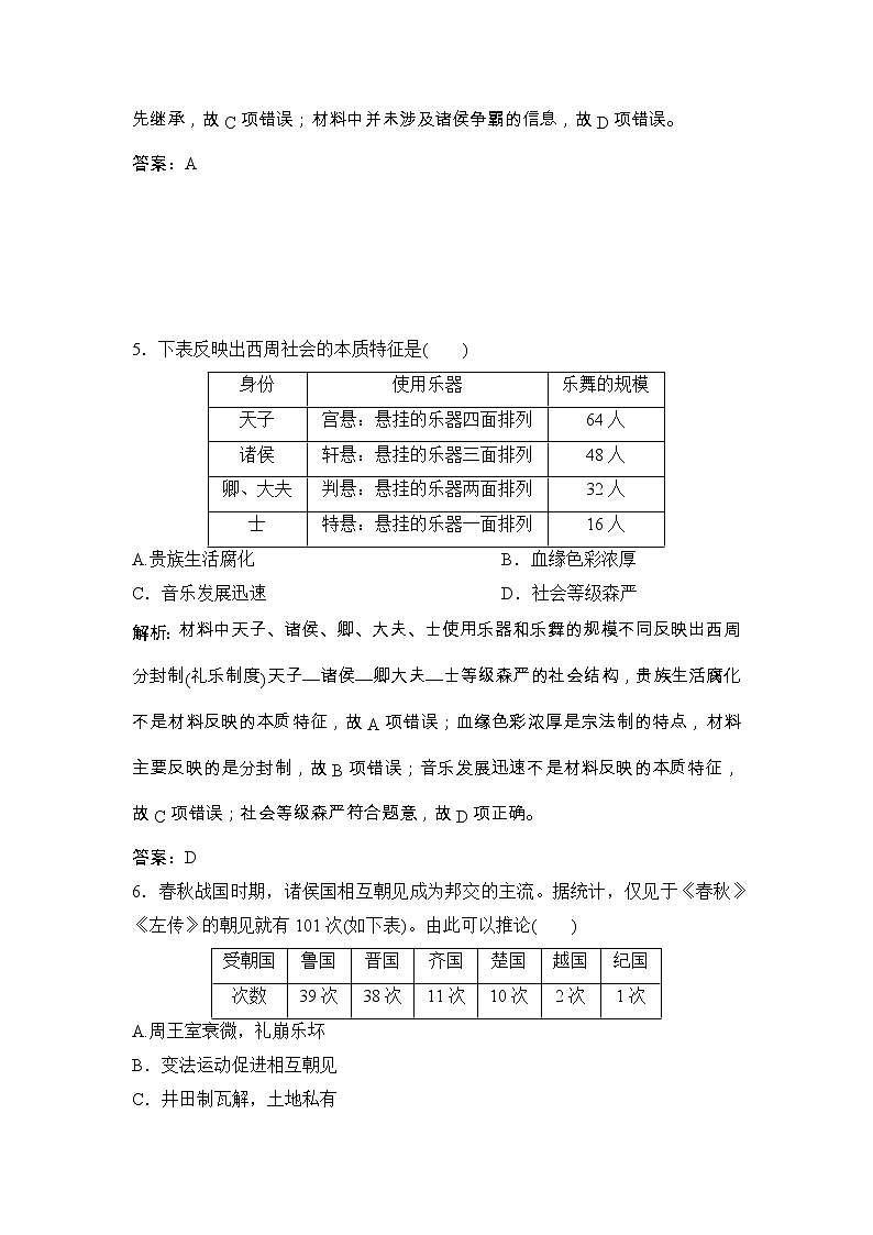 (人民版)高考历史一轮优化探究练习：专题一第1讲中国早期政治制度的特点和走向“大一统”的秦汉政治Word版含解析03
