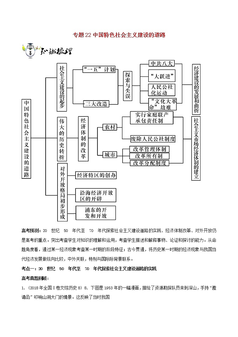 高考历史一轮复习冲刺专题22《中国特色社会主义建设的道路突破》（含详解）第1页