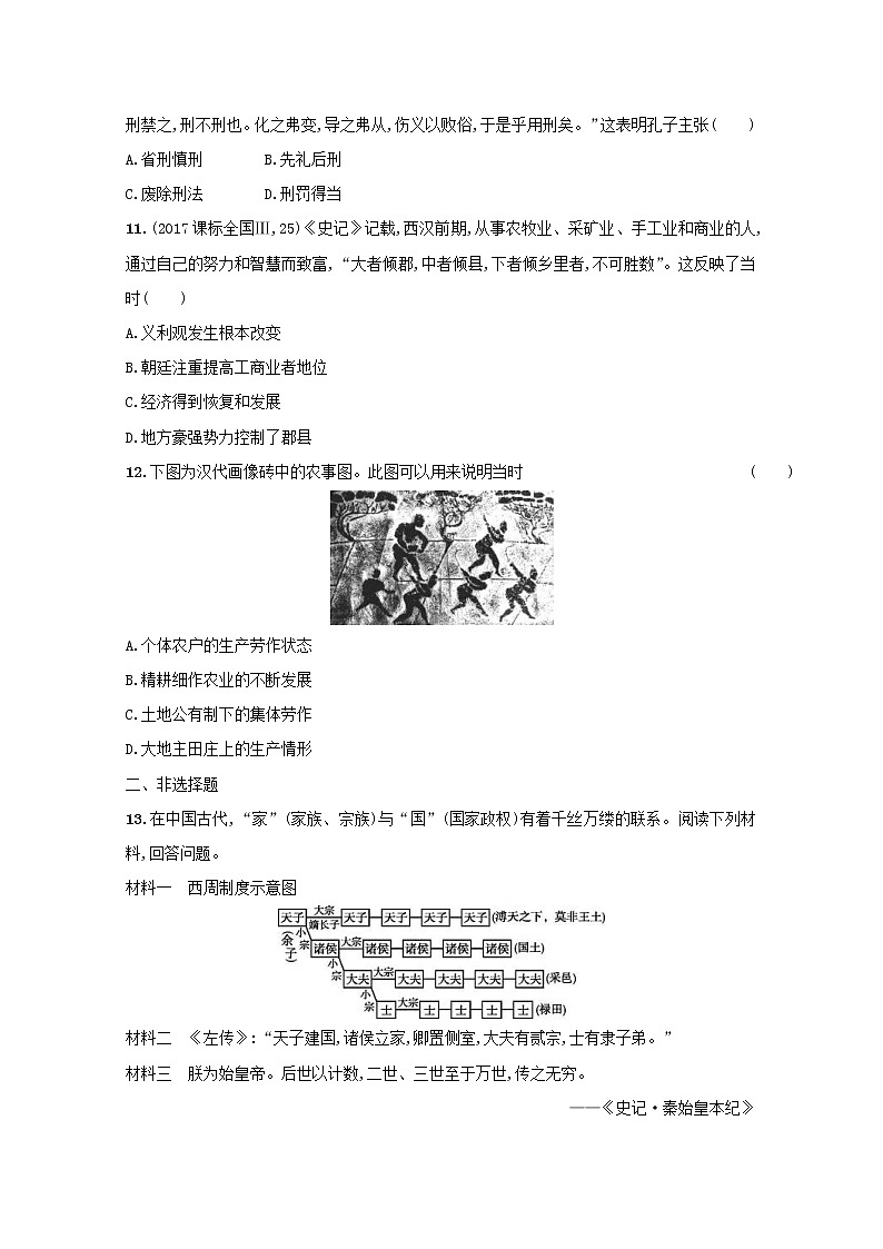 高考历史二轮复习专题训练01《中国古代文明的形成与初步发展-先秦和秦汉》（含答案）第3页
