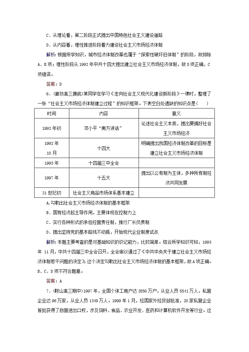 高考历史二轮复习课时作业19《改革开放与社会主义市抄济体制的建立》（含详解）第3页