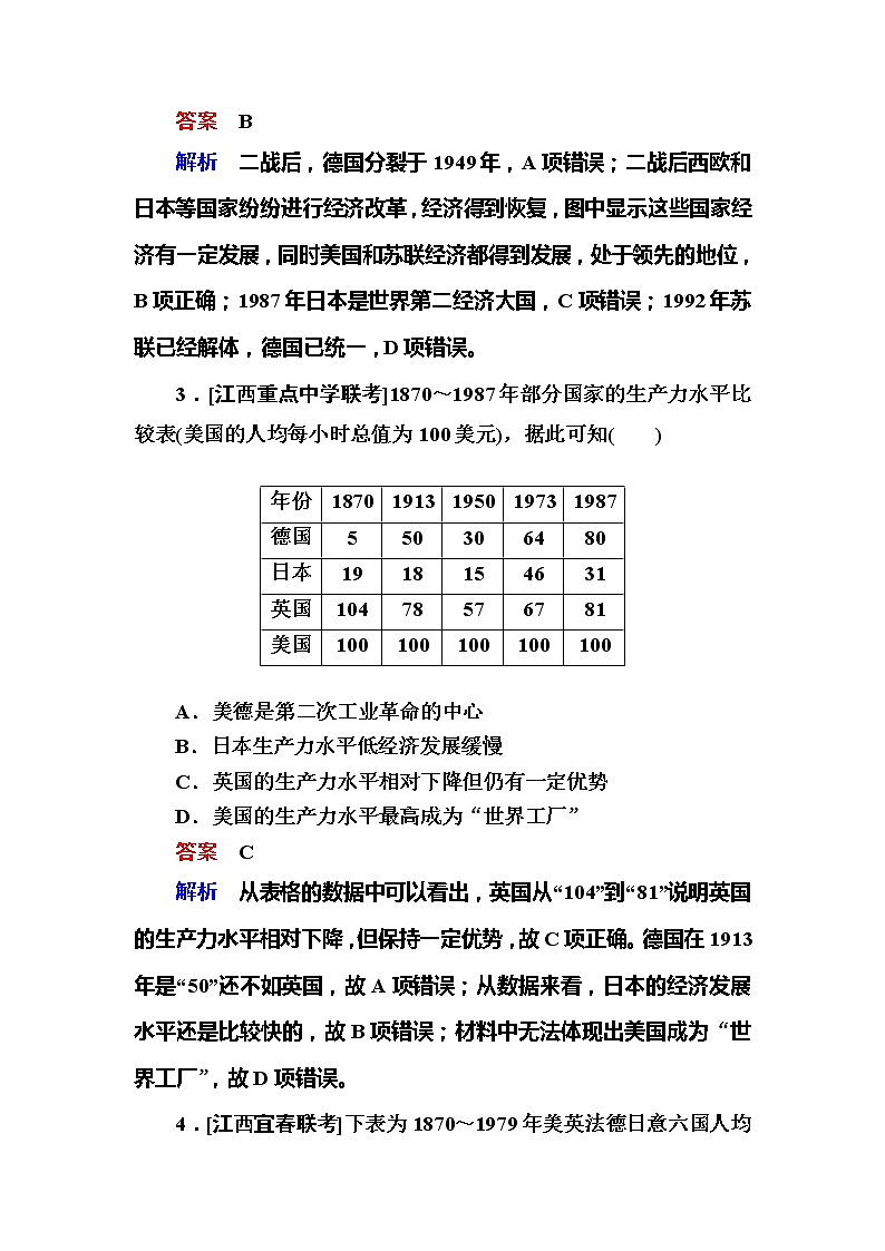 高考历史一轮复习试题：15.3《当代资本主义的新变化和苏联社会主义改革》（含详解）第2页
