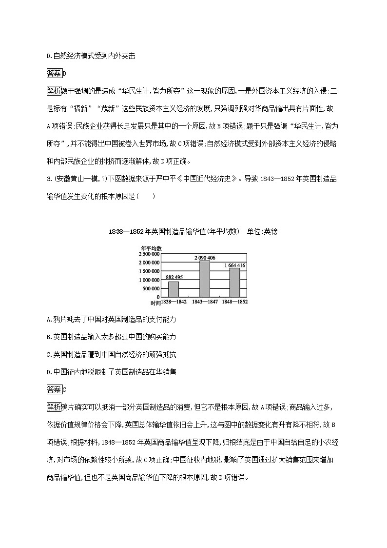 高考历史一轮复习课时规范练23《近代中国经济结构的变动和中国民族资本主义的曲折发展》（含详解）02