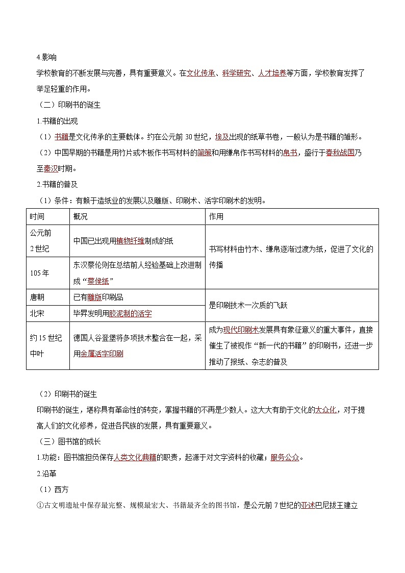 第14课  文化传承的多种载体及其发展 同步学案 高中历史人教部编版  选择性必修3（2022年）03