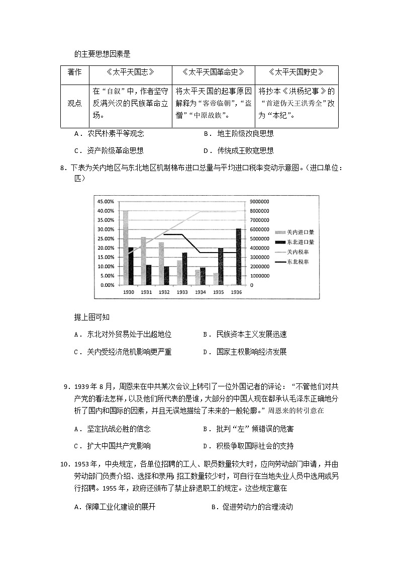 2022届广东省佛山市第一中学高三上学期第二次段考试题历史含答案第3页