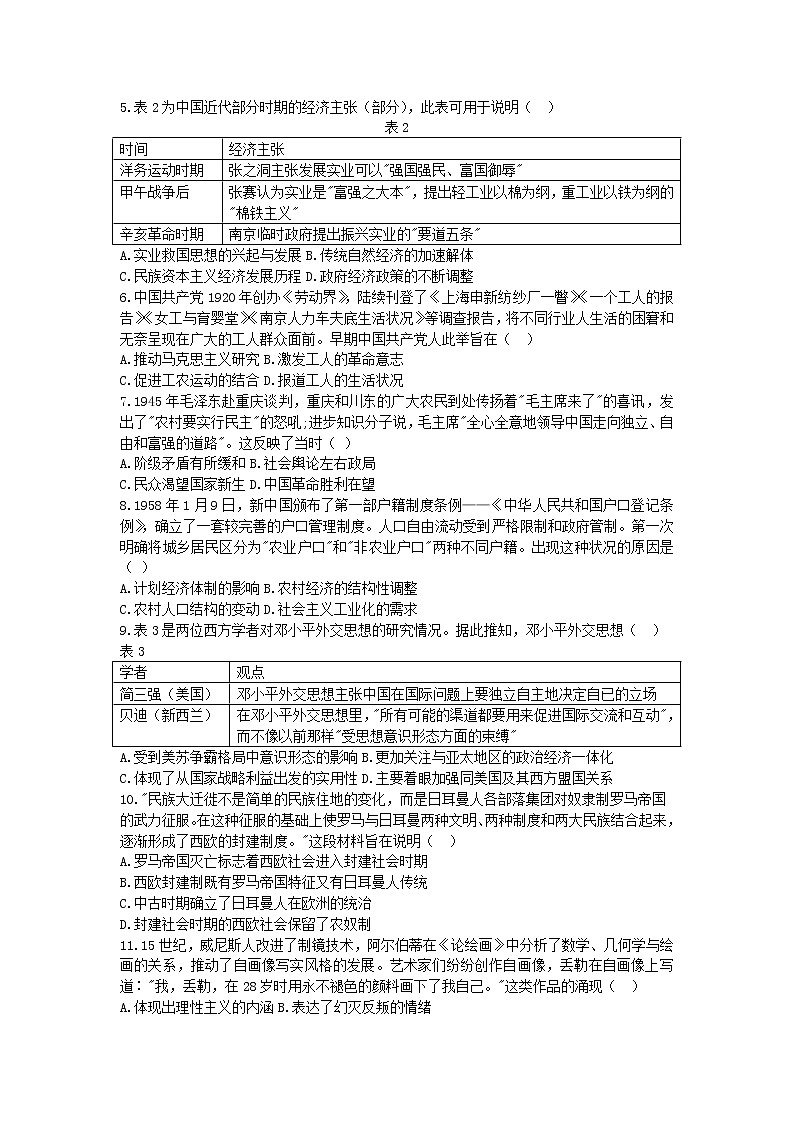 2022届山东省枣庄市高考二模历史试题（含答案）02