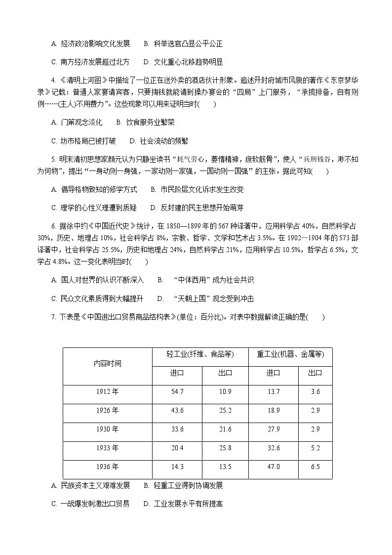 2022届江苏省如皋市高三下学期3月第一次调研测试（一模）历史试题含答案02