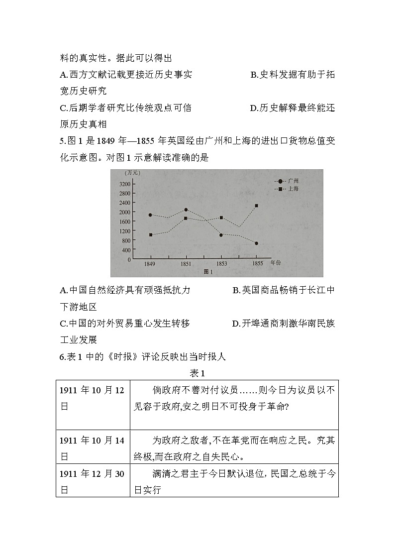 江苏省淮安市2022届高三下学期第二次调研测试历史试卷第2页