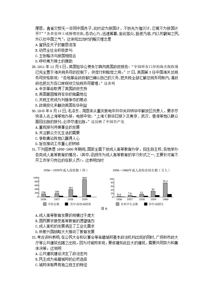 2022维吾尔自治区高三下学期第二次适应性检测试题（二模）文综历史无答案第2页