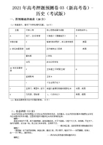 2021年高考押题预测卷03（新高考卷）-历史（考试版）